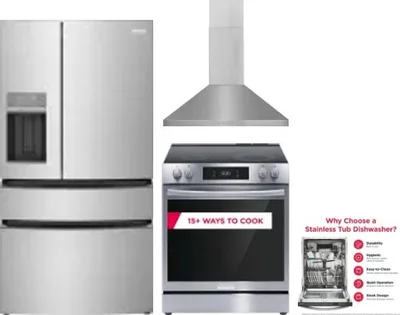 4 Piece Package Includes Refrigerator, Range, Hood And Dishwasher