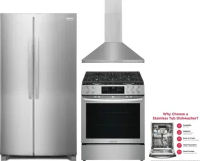 4 Piece Package Includes Refrigerator, Range, Hood And Dishwasher