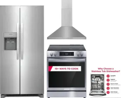 4 Piece Package Includes Refrigerator, Range, Hood And Dishwasher