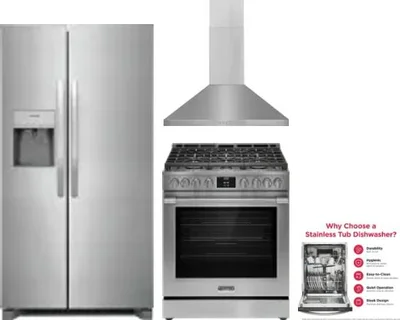 4 Piece Package Includes Refrigerator, Range, Hood And Dishwasher