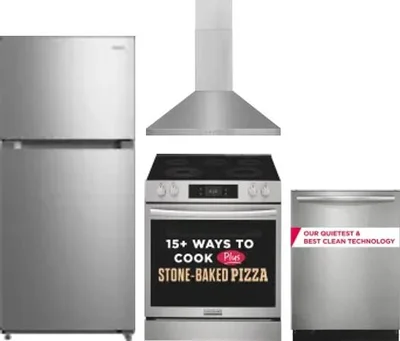 4 Piece Package Includes Refrigerator, Range, Hood And Dishwasher