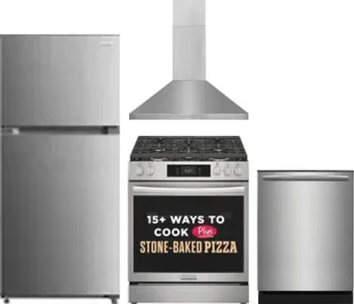 4 Piece Package Includes Refrigerator, Range, Hood And Dishwasher
