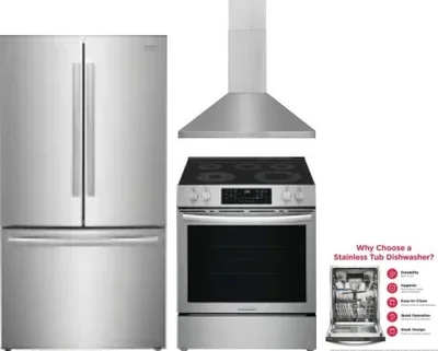 4 Piece Package Includes Refrigerator, Range, Hood And Dishwasher