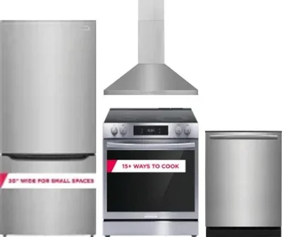 4 Piece Package Includes Refrigerator, Range, Hood And Dishwasher