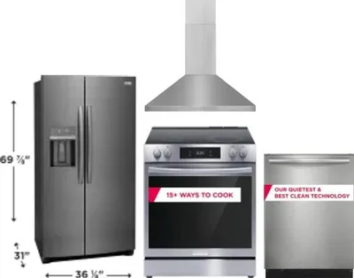 4 Piece Package Includes Refrigerator, Range, Hood And Dishwasher