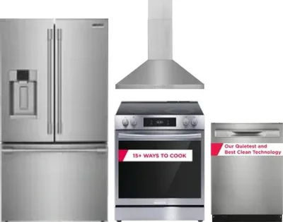 4 Piece Package Includes Refrigerator, Range, Hood And Dishwasher