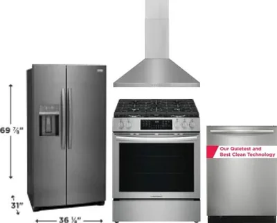 4 Piece Package Includes Refrigerator, Range, Hood And Dishwasher
