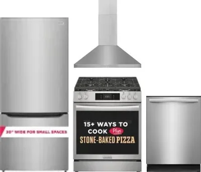 4 Piece Package Includes Refrigerator, Range, Hood And Dishwasher