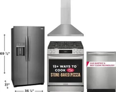 4 Piece Package Includes Refrigerator, Range, Hood And Dishwasher