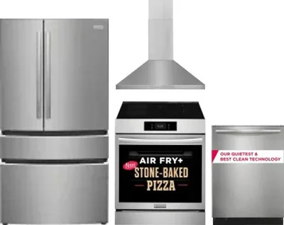 4 Piece Package Includes Refrigerator, Range, Hood And Dishwasher