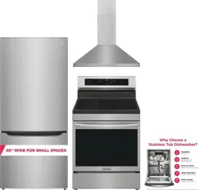 4 Piece Package Includes Refrigerator, Range, Hood And Dishwasher