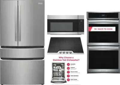 5 Piece Package Includes Refrigerator, Cooktop, Wall Oven, Microwave And Dishwasher