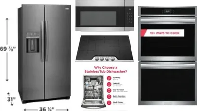 5 Piece Package Includes Refrigerator, Cooktop, Wall Oven, Microwave And Dishwasher