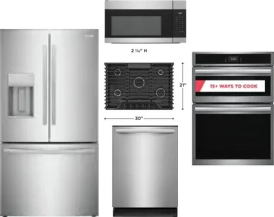 5 Piece Package Includes Refrigerator, Cooktop, Wall Oven, Microwave And Dishwasher