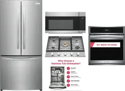5 Piece Package Includes Refrigerator, Cooktop, Wall Oven, Microwave And Dishwasher