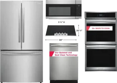 5 Piece Package Includes Refrigerator, Cooktop, Wall Oven, Microwave And Dishwasher