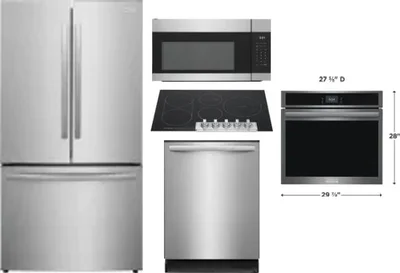 5 Piece Package Includes Refrigerator, Cooktop, Wall Oven, Microwave And Dishwasher