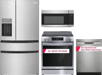 4 Piece Package Includes Refrigerator, Range, Microwave And Dishwasher