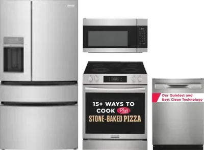 4 Piece Package Includes Refrigerator, Range, Microwave And Dishwasher