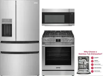 4 Piece Package Includes Refrigerator, Range, Microwave And Dishwasher