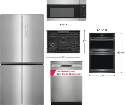 5 Piece Package Includes Refrigerator, Cooktop, Wall Oven, Microwave And Dishwasher