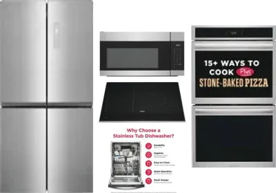 5 Piece Package Includes Refrigerator, Cooktop, Wall Oven, Microwave And Dishwasher