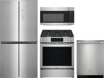 4 Piece Package Includes Refrigerator, Range, Microwave And Dishwasher