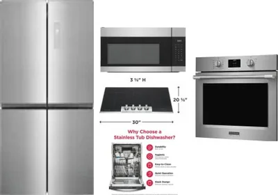 5 Piece Package Includes Refrigerator, Cooktop, Wall Oven, Microwave And Dishwasher