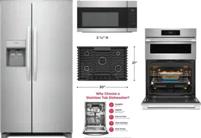 5 Piece Package Includes Refrigerator, Cooktop, Wall Oven, Microwave And Dishwasher