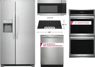 5 Piece Package Includes Refrigerator, Cooktop, Wall Oven, Microwave And Dishwasher