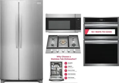 5 Piece Package Includes Refrigerator, Cooktop, Wall Oven, Microwave And Dishwasher