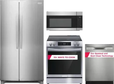 4 Piece Package Includes Refrigerator, Range, Microwave And Dishwasher