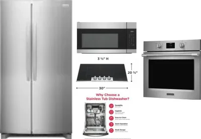 5 Piece Package Includes Refrigerator, Cooktop, Wall Oven, Microwave And Dishwasher