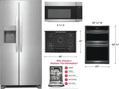 5 Piece Package Includes Refrigerator, Cooktop, Wall Oven, Microwave And Dishwasher