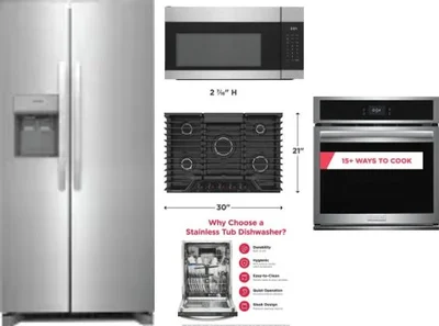 5 Piece Package Includes Refrigerator, Cooktop, Wall Oven, Microwave And Dishwasher