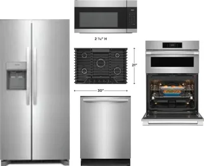 5 Piece Package Includes Refrigerator, Cooktop, Wall Oven, Microwave And Dishwasher