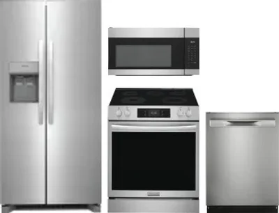 4 Piece Package Includes Refrigerator, Range, Microwave And Dishwasher