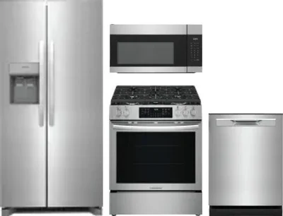 4 Piece Package Includes Refrigerator, Range, Microwave And Dishwasher