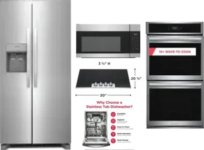 5 Piece Package Includes Refrigerator, Cooktop, Wall Oven, Microwave And Dishwasher
