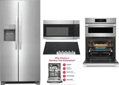5 Piece Package Includes Refrigerator, Cooktop, Wall Oven, Microwave And Dishwasher