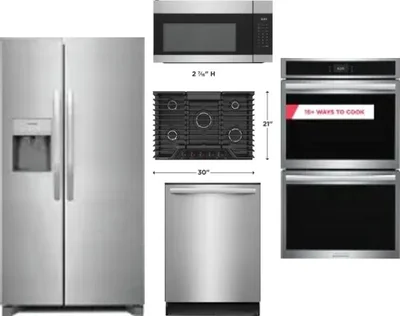 5 Piece Package Includes Refrigerator, Cooktop, Wall Oven, Microwave And Dishwasher
