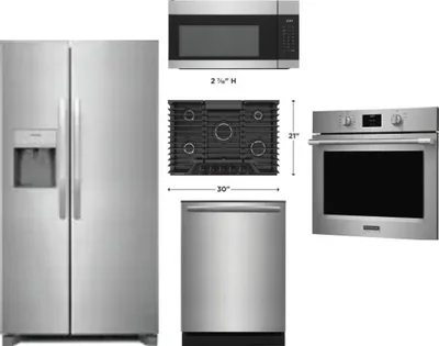 5 Piece Package Includes Refrigerator, Cooktop, Wall Oven, Microwave And Dishwasher
