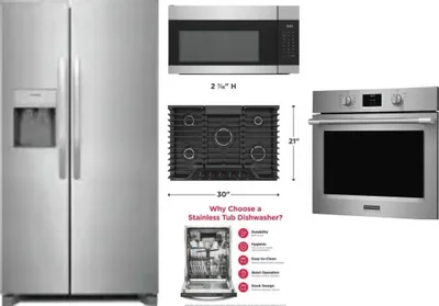 5 Piece Package Includes Refrigerator, Cooktop, Wall Oven, Microwave And Dishwasher