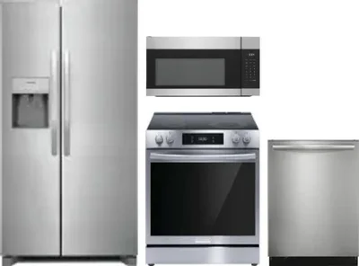 4 Piece Package Includes Refrigerator, Range, Microwave And Dishwasher