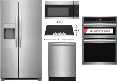 5 Piece Package Includes Refrigerator, Cooktop, Wall Oven, Microwave And Dishwasher