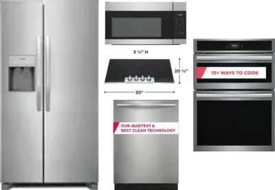 5 Piece Package Includes Refrigerator, Cooktop, Wall Oven, Microwave And Dishwasher