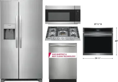 5 Piece Package Includes Refrigerator, Cooktop, Wall Oven, Microwave And Dishwasher