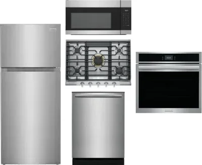 5 Piece Package Includes Refrigerator, Cooktop, Wall Oven, Microwave And Dishwasher