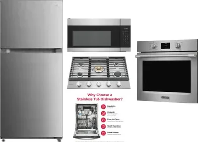 5 Piece Package Includes Refrigerator, Cooktop, Wall Oven, Microwave And Dishwasher