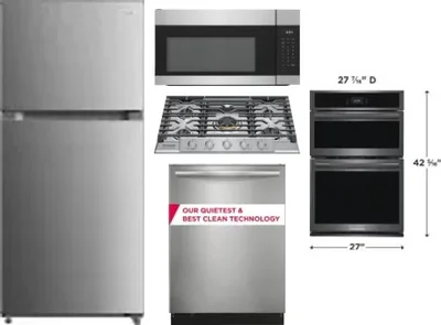 5 Piece Package Includes Refrigerator, Cooktop, Wall Oven, Microwave And Dishwasher